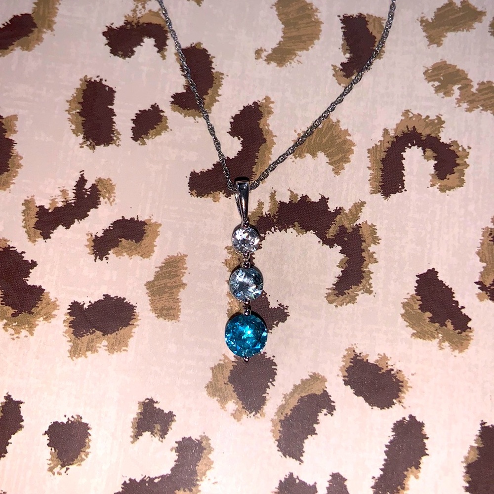 Sterling Silver Necklace- light blue